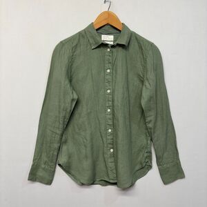 J. Crew Baird McNutt Irish Linen Green Button Down Shirt 4 Slim